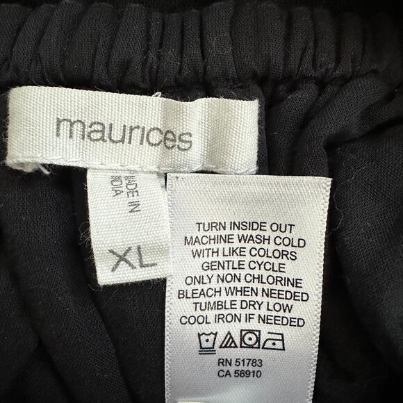 Maurices Tiered Dress XL Black Cotton Double Gauze Coastal Boho Cottage $45 - Picture 9 of 10